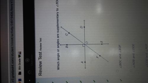 * Need answer fast!*

Which angle or angles are supplementary to A. B. < AOB and < DOEC. <