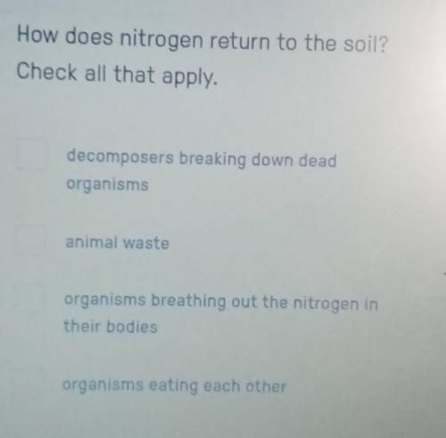 How does nitrogen return to the spoil? Please help. Please be 100% sure of yourrrr answer. Thank yo