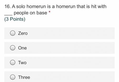 A solo homerun is a homerun that is hit with ___ people on base