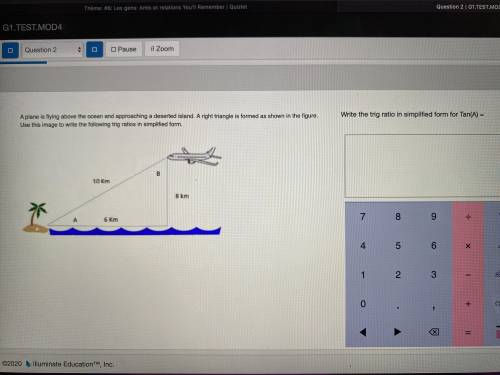 a plane is flying above the ocean and approaching a deserted island . A right triangle is formed as