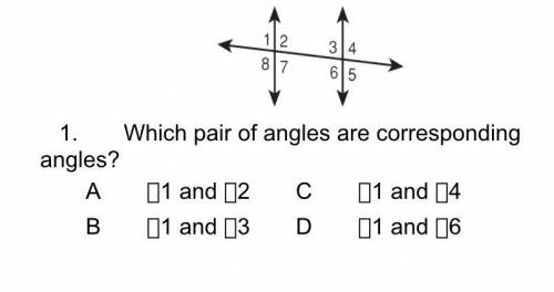Which pair of angles are corresponding