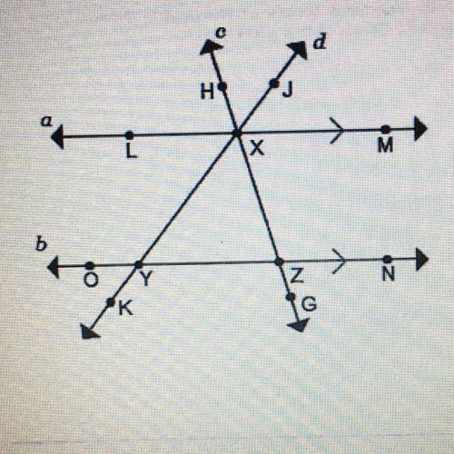 Which represents an exterior angle of triangle XYZ?
LXZ
JXM
JXZ
HXJ