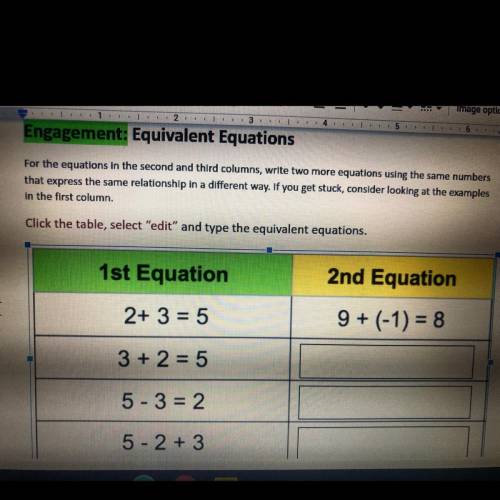 For the equations in the second and third columns, write two more equations using the same numbers