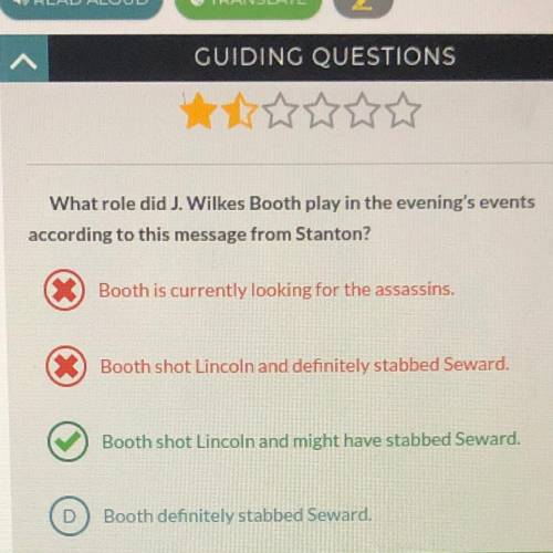 What role did J.Wilkes booth play in the evening events according to this message from Stanton?