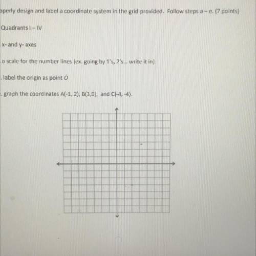 Properly design and label a coordinate system in the grid provided. Follow steps a - e. (7 points)