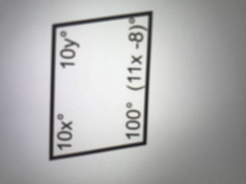 For what values of x and y must the figure below be a parallelogram?