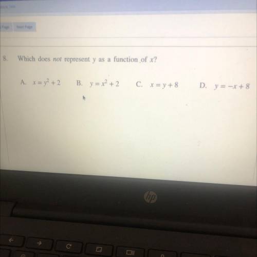 Which does not represent y as a function of x