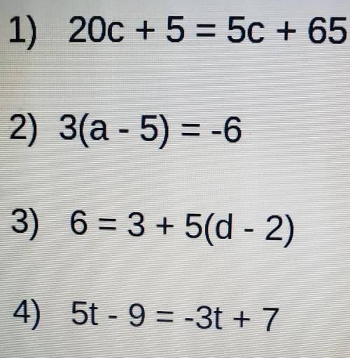 Solve each equation
