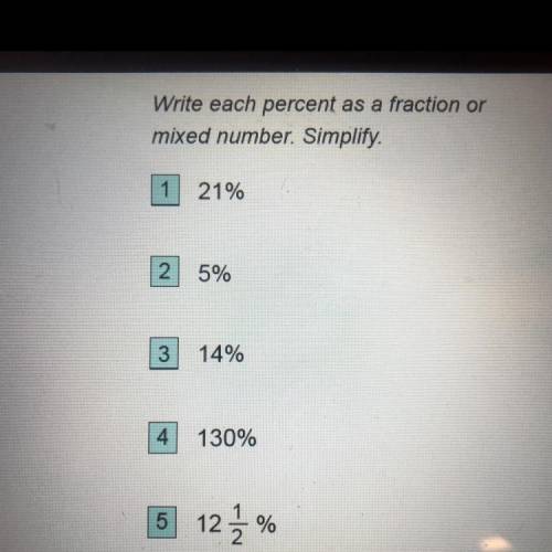 Write each percent as a fraction or mixed number