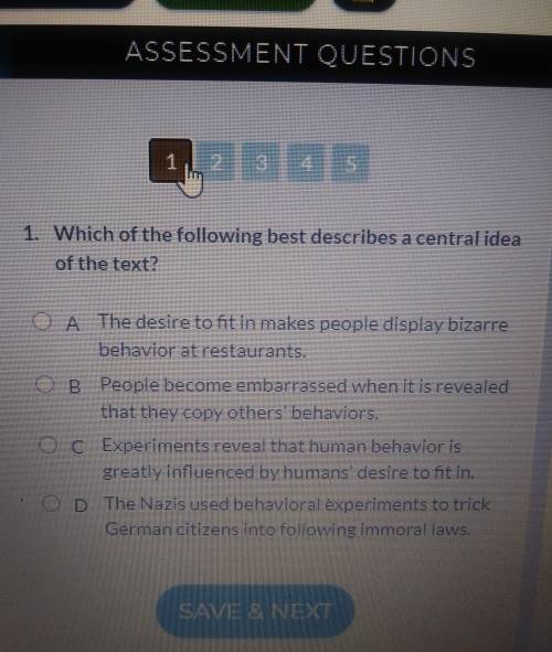 Which of the following best describes a central idea of the text? ASAP NEED HELP