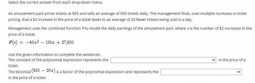 Help Please???

 
An amusement park prices tickets at $55 and sells an average of 500 tickets daily