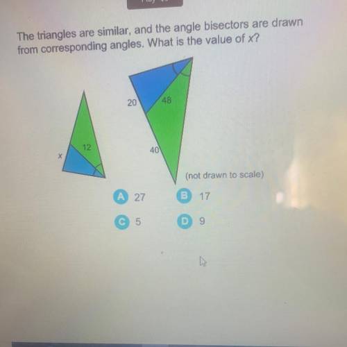 the triangles are similar and the angle bisectors are drawn from corresponding angles what is the v