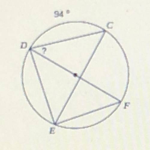 Find the measure of the arc or angle indicated. 
A. 43
B. 53
C. 44
D. 46
