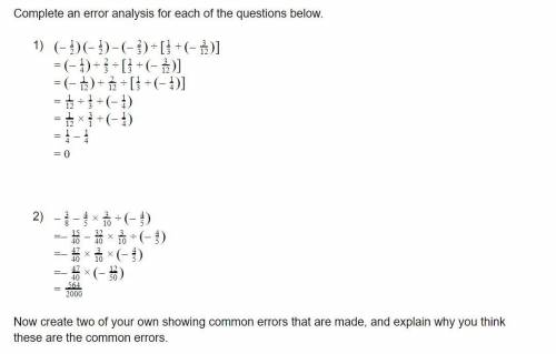 Complete an error analysis for each of the questions below.