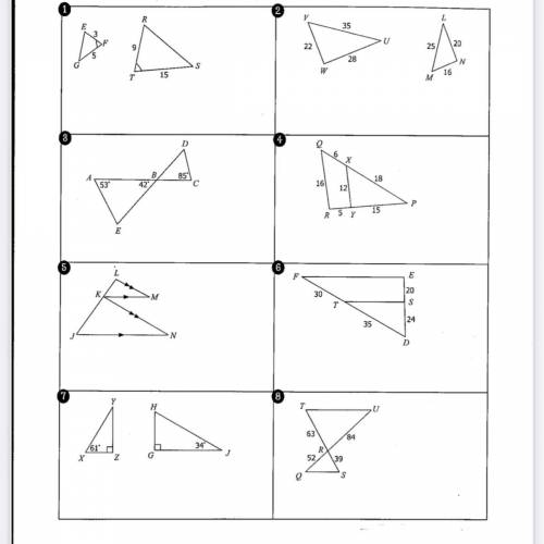 ARE WE SIMILAR &

Directions: Determine whether the triangles are similar. If similar, state h