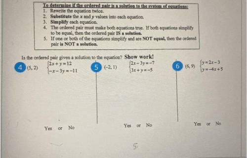 Is the ordered pair given a solution to the equation.