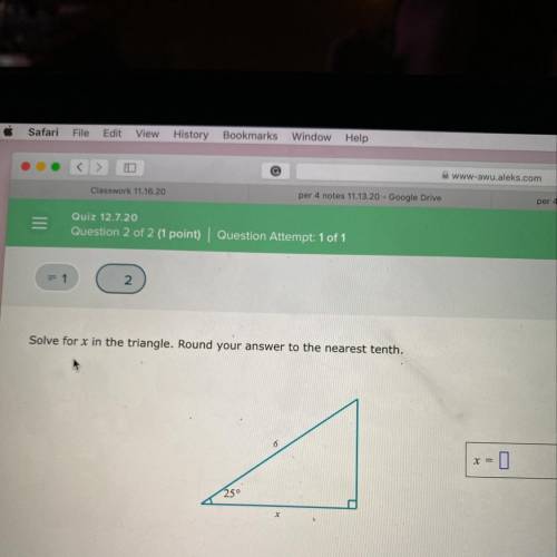 Solve for x in the triangle