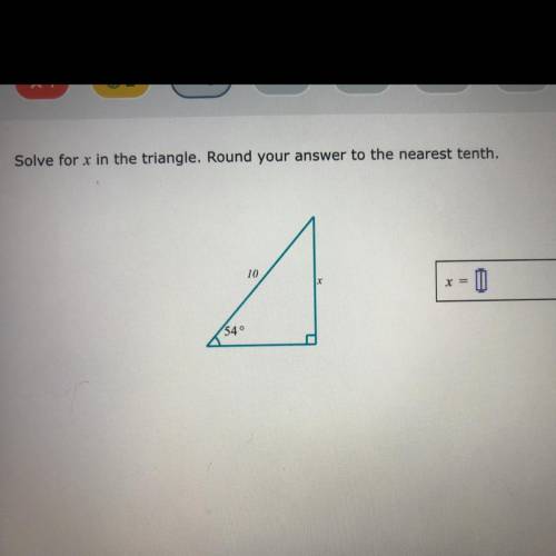 Solve for x in the triangle.Round your answer to the nearest tenth?