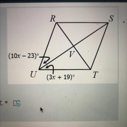 If RSTU is a rhombus, find the measure of angle RUT.