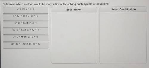 Determine which method would be more efficient for solving each system of equations.