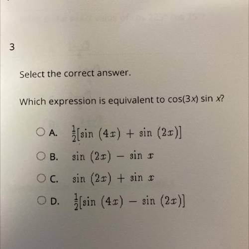 Which expression is equivalent to cos(3x) sin x?