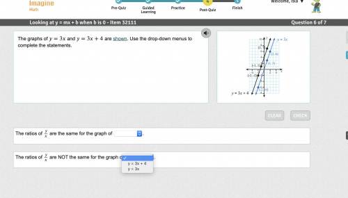 The graphs of =3 and =3+4 are shown. Use the drop-down menus to complete the statements.

FYI : bo