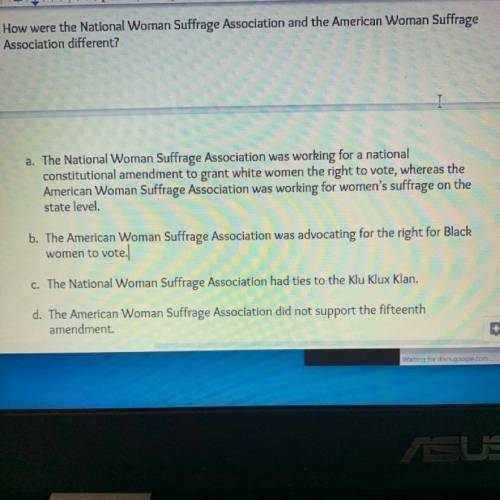How were the National Woman Suffrage Association

and the American Woman Suffrage
Association diff