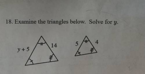 Examine the triangles below. Solve for y.