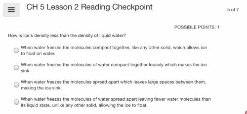 How is ice's density less than the density of liquid water? view attachment