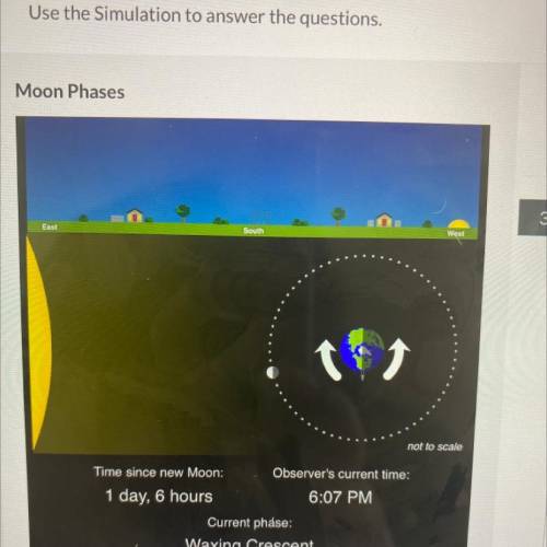 Describe the Moon's path as it rotates in the simulation.