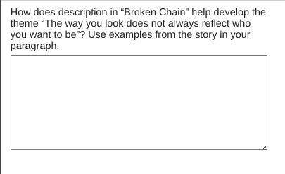 How does description in “Broken Chain” help develop the theme “The way you look does not always ref