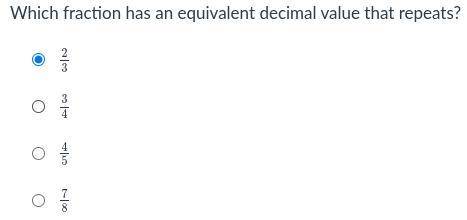 Which fraction has an equivalent decimal value that repeats