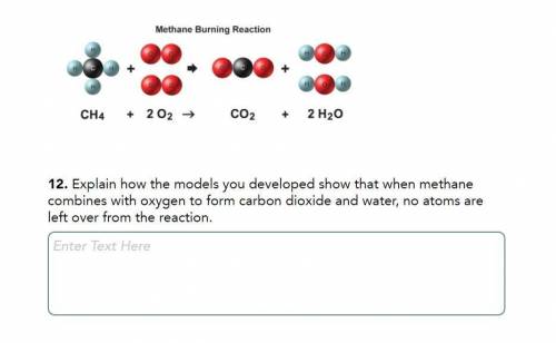 Explain how the models you developed show that when methane combines with oxygen to form carbon dio