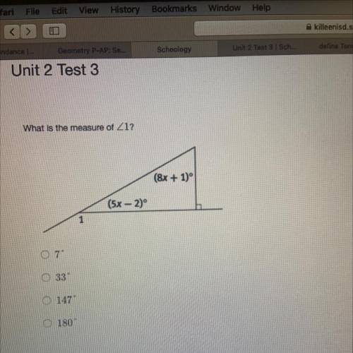 What is the measure of Z1?
(8x + 1)º
(5x - 2)°
1