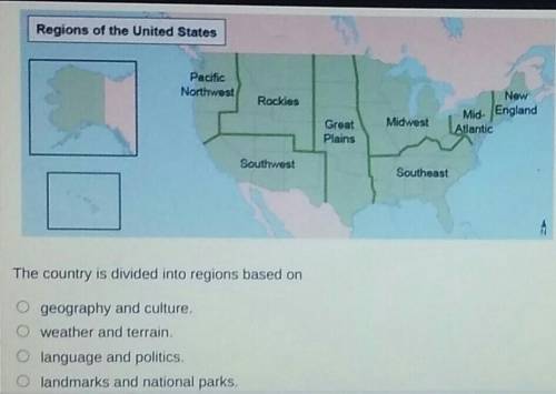 The map shows regions of the United States. Regions of the United States Pacific Northwest Rockies