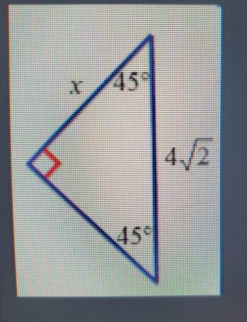 Analyze the diagram below and complete the instructions that follow.

A. 4√2/2B. 4C. 4√2D. 4√3