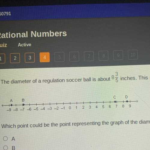 3

The diameter of a regulation soccer ball is about 85 inches. This number was graphed on a numbe