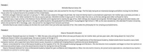 In which TWO ways are the passages Michelle Obama's Early Life and Eleanor Roosevelt's Education
