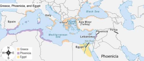 PLEASE HELP ME FAST IM BEING TIMED

The map shows lands settled by Greeks, Phoenicians, and Egypti