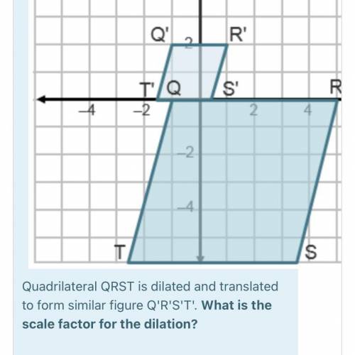 Will give brainliestQuadrilateral QRST is dilated and translated to form similar figure Q'R'S'T