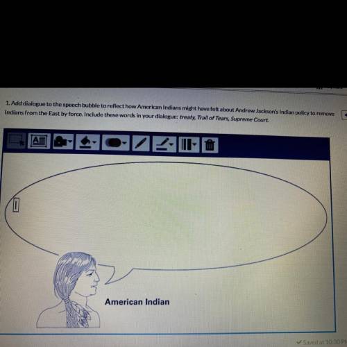 1. Add dialogue to the speech bubble to reflect how American Indians might have felt about Andrew J
