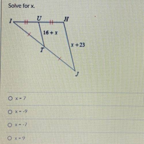 Solve for x.
Topic-properties of triangles