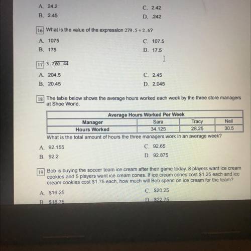 Can y’all help me on 16,17,18 and 19