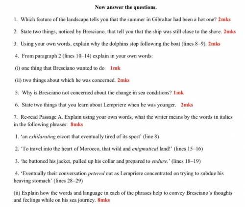 Please please help me, the questions are in the picture and the passage is down below.

The Three