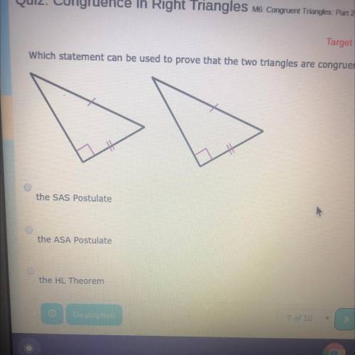 Pls helppp

Which statement can be used to prove that the two triangles are congruent?
A. SAS
B. A
