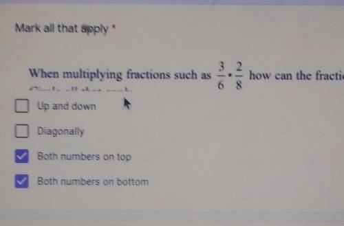 When nultiypling fractions such as 3/6 x 2/8 how can the fractions be reduced?