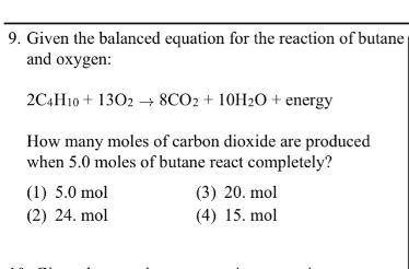 When 5.0 moles of butane react completely?