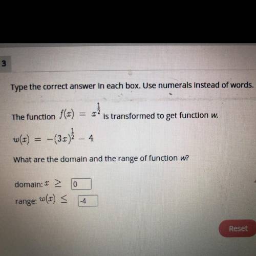 What are the domain and range of function w?