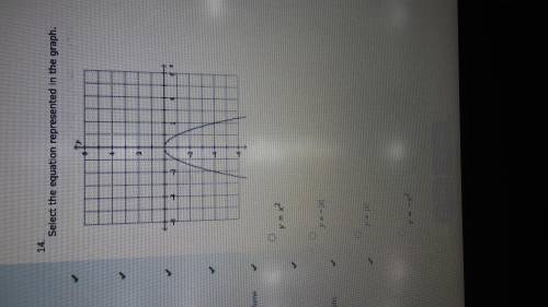 Select the equation represented in the graph.

D. Y = -x^2
C. Y = (x)
B. Y= -(x)
A. Y = x^2
