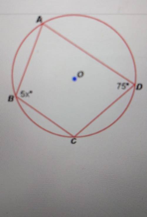 In the diagram below, OO is circumscribed about quadrilateral ABCD. What is the value of x? A. 57 0